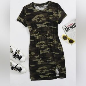 Camo Print T shirt Dress
